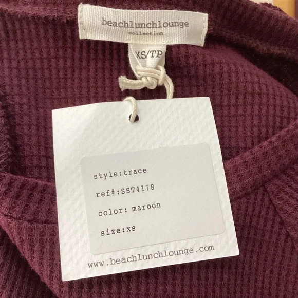 Beachlunchlounge Maroon Trace Waffle Knit Top Size XS NWT - Picture 4 of 6